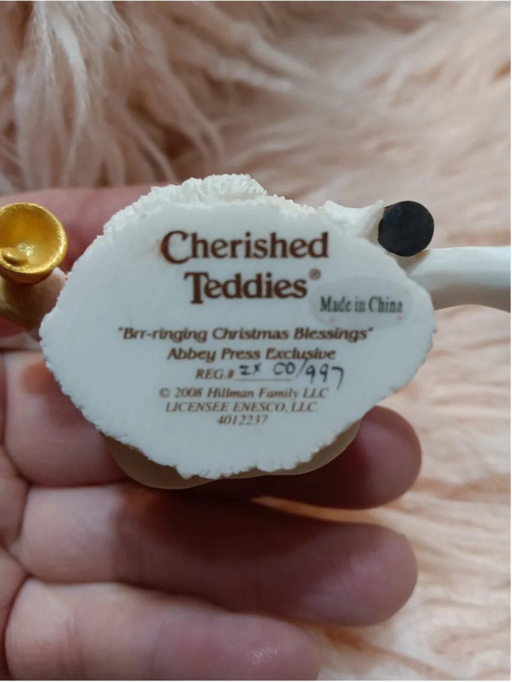 Cherished Teddies Abbey Press Exclusive Girl Bear Christmas Outfit w Bell 2008